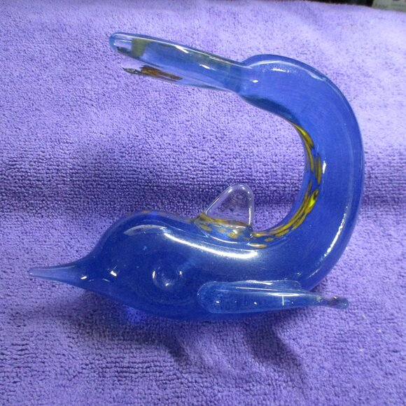 Vintage Whale Glass Blue & Gold touch of yellow - Picture 2 of 6